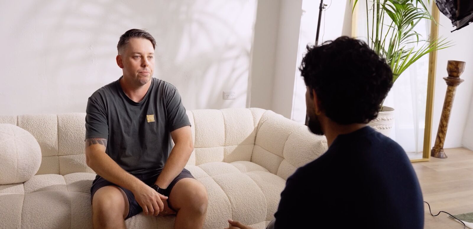 Filming a builder interview in a finished home